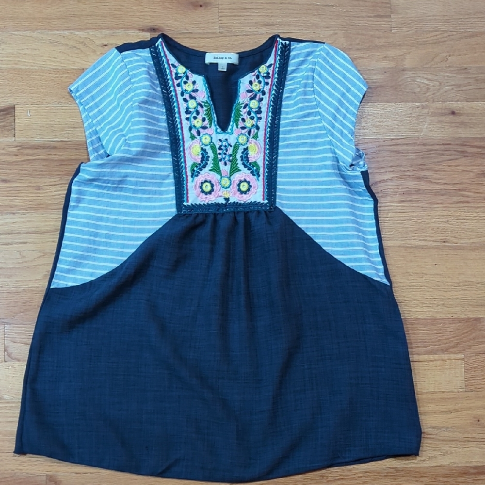 Embroidered Striped Top